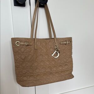 Dior Tan Quilted Tote with Long Handles